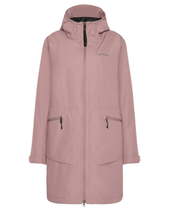 Faded Wine coloured Didriksons Womens Eliana Parka on white background #colour_faded-wine
