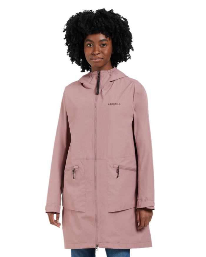 Faded Wine coloured Didriksons Womens Eliana Parka on white background #colour_faded-wine