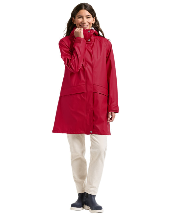 Spring Red Coloured Didriksons Womens Elly Galon Parka on white background #colour_spring-red