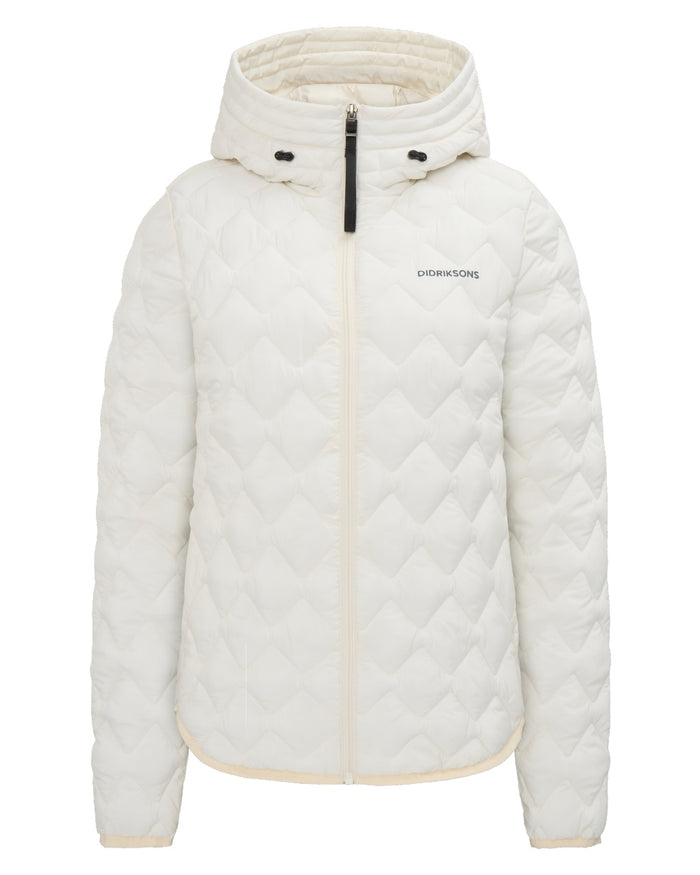 White Foam coloured Didriksons Womens Evelyn Jacket on white background #colour_white-foam