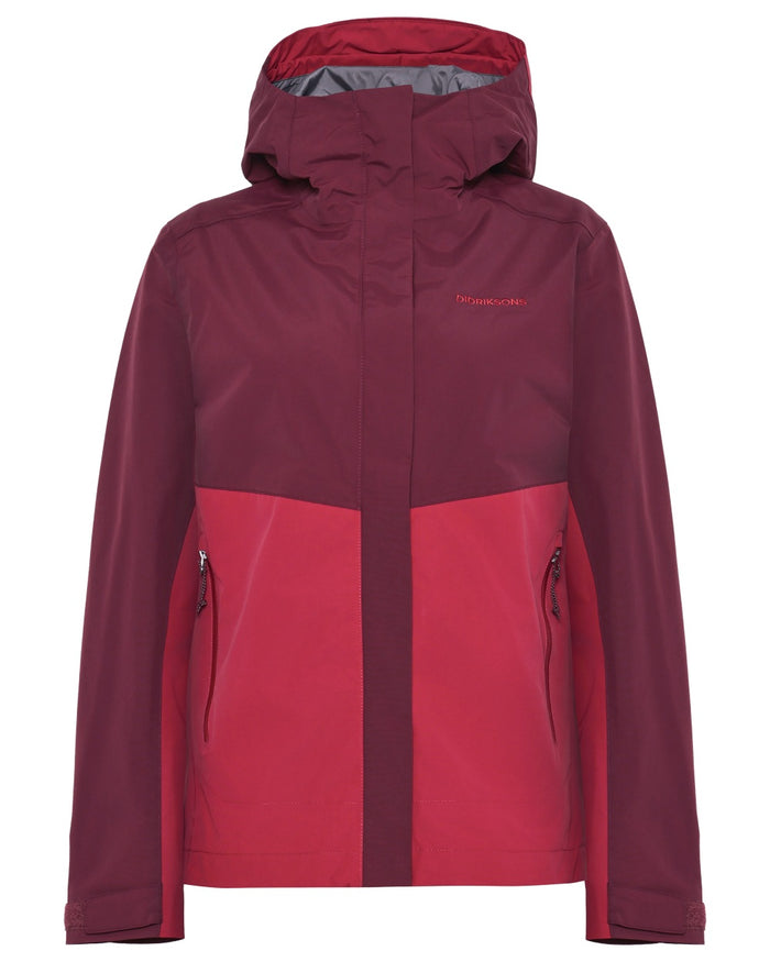 Spring Red coloured Didriksons Womens Grit Jacket 4 on white background #colour_spring-red