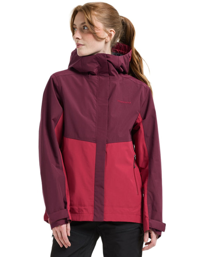 Spring Red coloured Didriksons Womens Grit Jacket 4 on white background #colour_spring-red