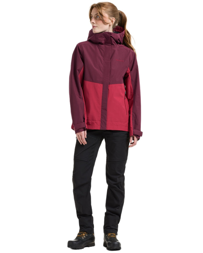 Spring Red coloured Didriksons Womens Grit Jacket 4 on white background #colour_spring-red