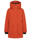 Rust Coloured Didriksons Womens Harriet Parka on white background #colour_rust