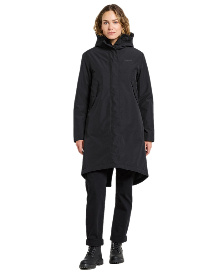 Black Coloured Didriksons Womens Iris Parka on white background #colour_black