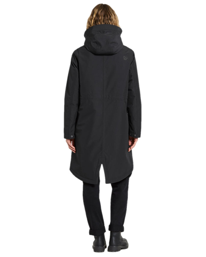 Black Coloured Didriksons Womens Iris Parka on white background #colour_black