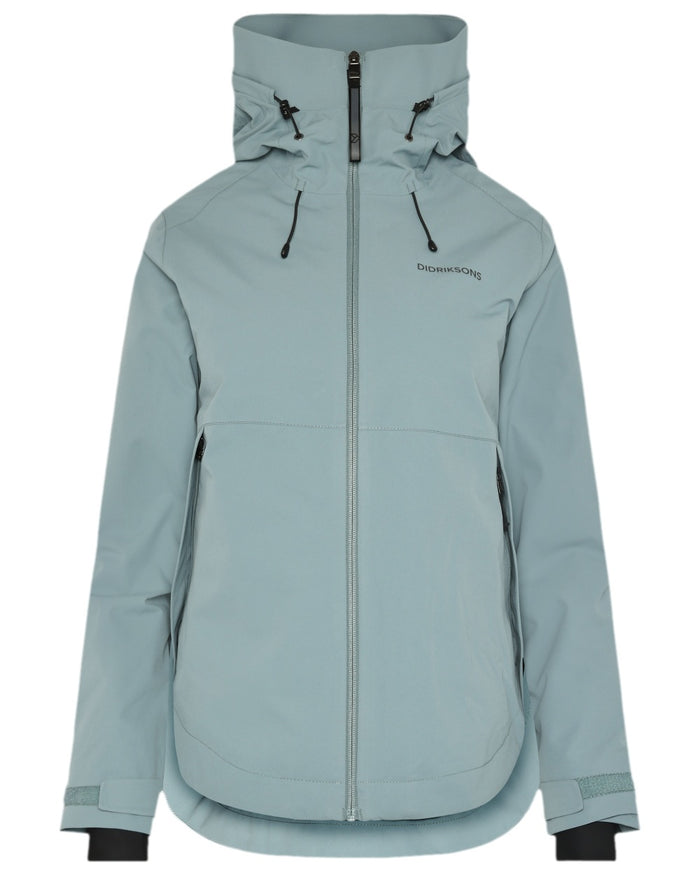 Factory Blue Coloured Didriksons Jennie Womens Jacket on white background  #colour_factory-blue