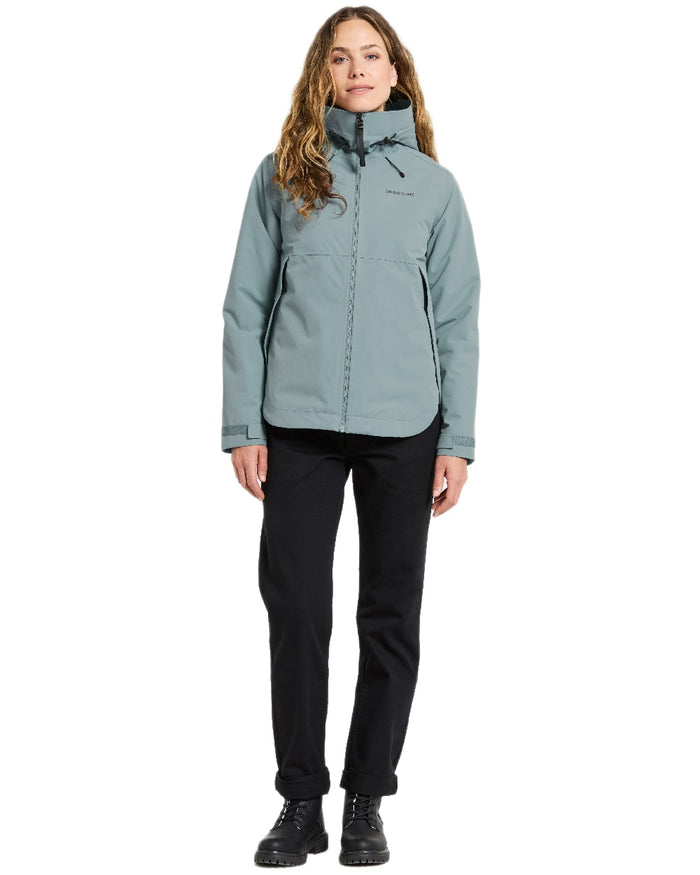 Factory Blue Coloured Didriksons Jennie Womens Jacket on white background  #colour_factory-blue
