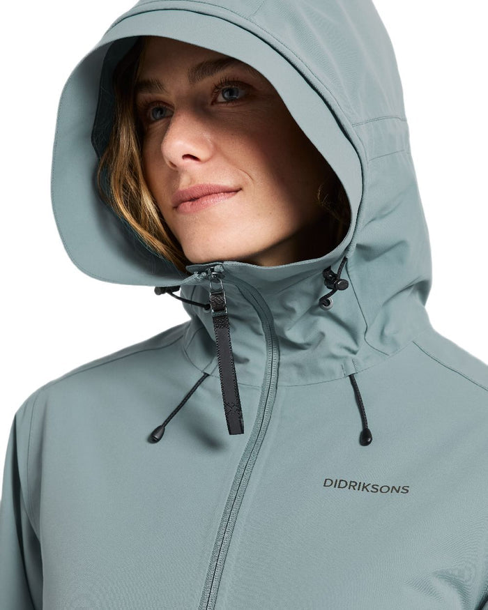 Factory Blue Coloured Didriksons Jennie Womens Jacket on white background  #colour_factory-blue