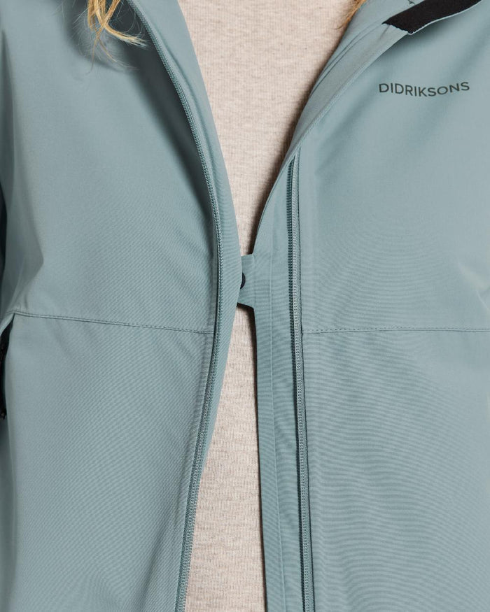 Factory Blue Coloured Didriksons Jennie Womens Jacket on white background  #colour_factory-blue