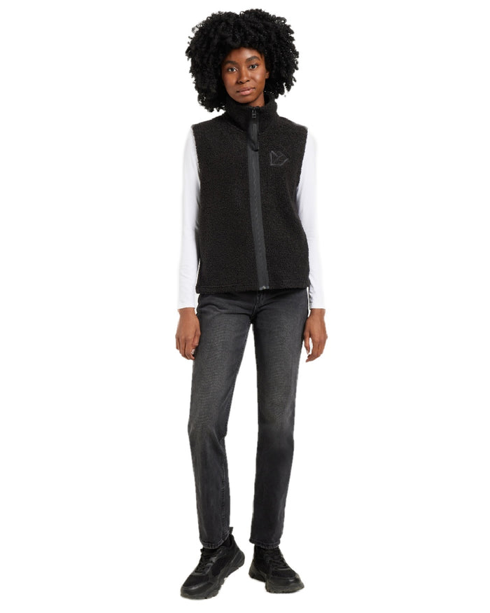 Black coloured Didriksons Womens Kiana Vest on white background #colour_black