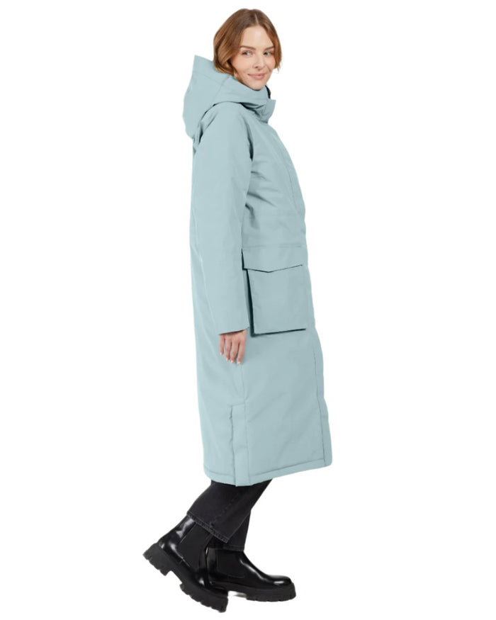 Factory Blue coloured Didriksons Leya Womens Parka Long 4 on white background #colour_factory-blue
