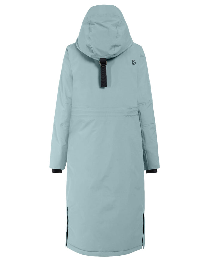 Factory Blue coloured Didriksons Leya Womens Parka Long 4 on white background #colour_factory-blue