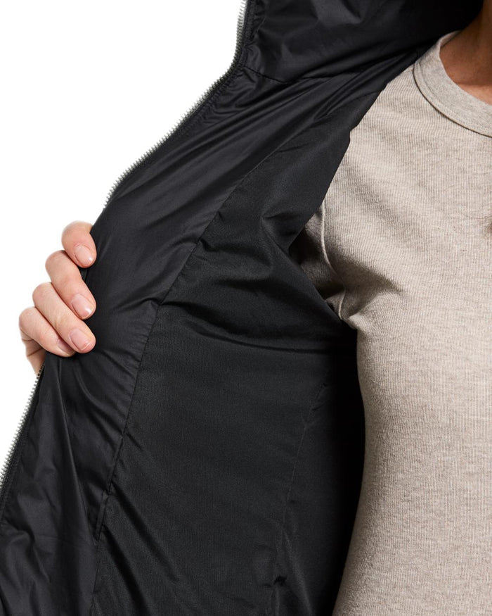 Black coloured Didriksons Womens Lykke Long Parka on white background #colour_black