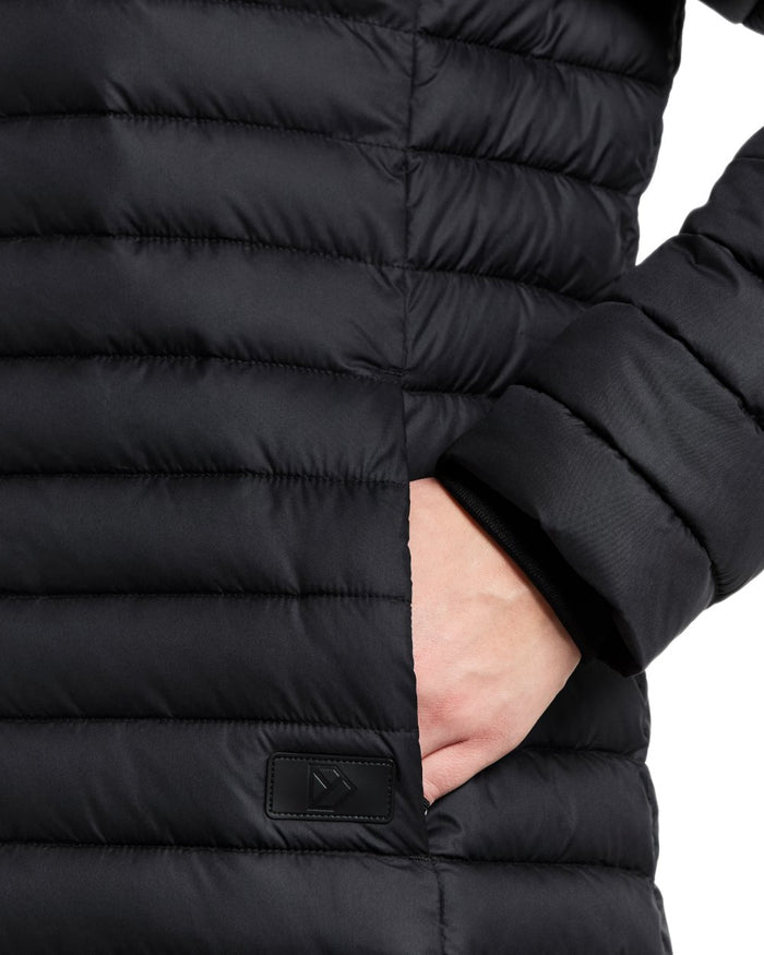Black coloured Didriksons Womens Lykke Long Parka on white background #colour_black