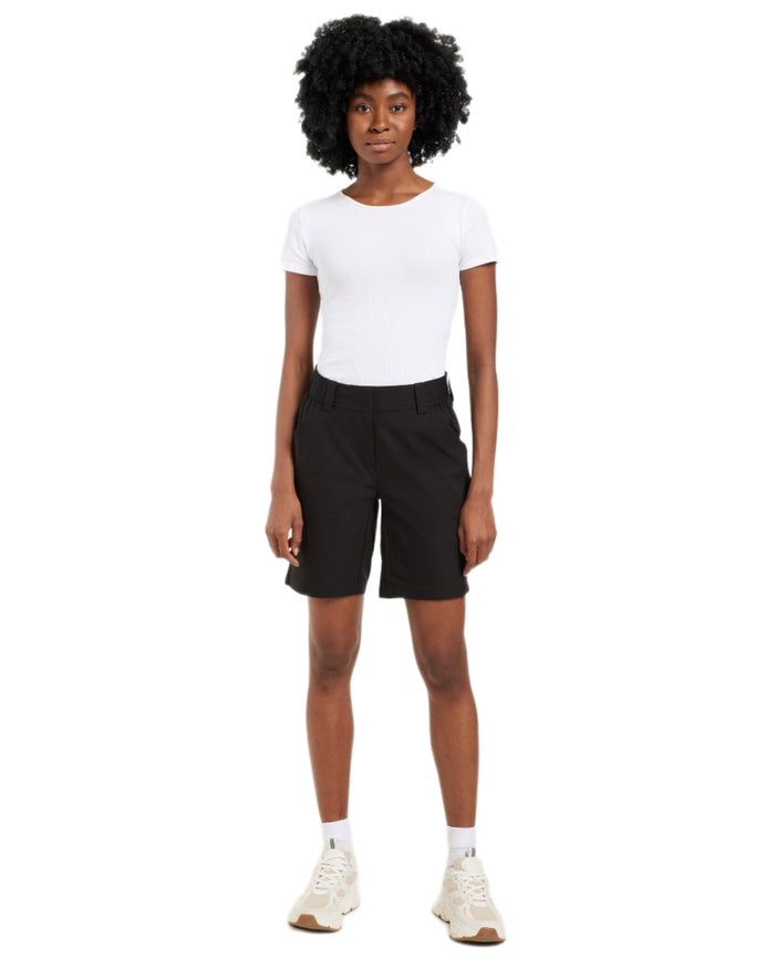 Black coloured Didriksons Womens Maja Shorts on white background #colour_black