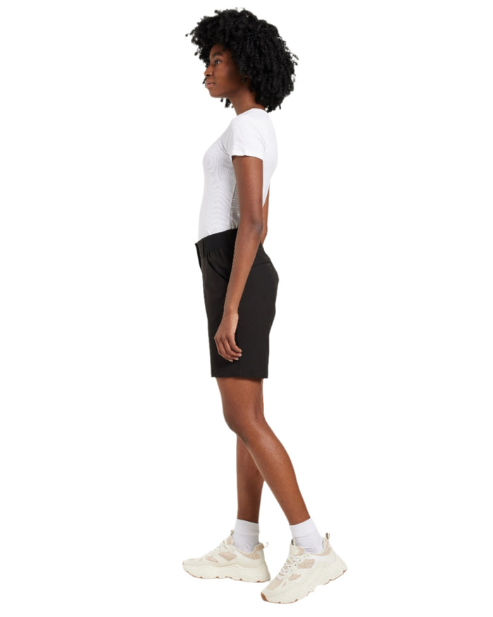 Black coloured Didriksons Womens Maja Shorts on white background #colour_black