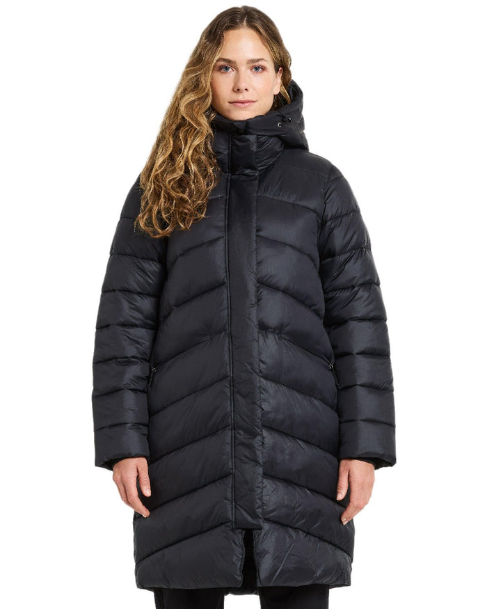 Black Coloured Didriksons Womens Marion Parka on white background #colour_black
