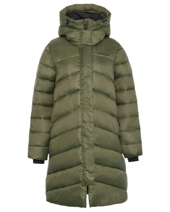 Deep Green Coloured Didriksons Womens Marion Parka on white background #colour_deep-green