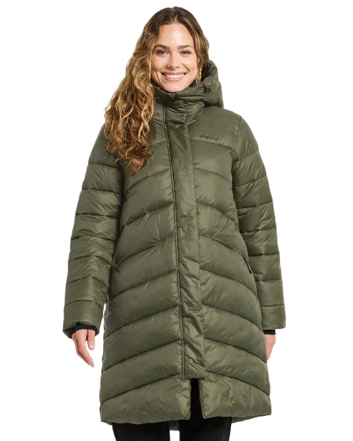 Deep Green Coloured Didriksons Womens Marion Parka on white background #colour_deep-green