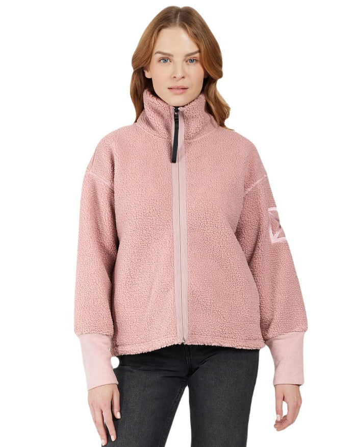 Oyster Lilac Coloured Didriksons Womens Mella Full Zip Jacket On A White Background #colour_oyster-lilac