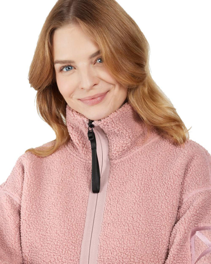 Oyster Lilac Coloured Didriksons Womens Mella Full Zip Jacket On A White Background #colour_oyster-lilac