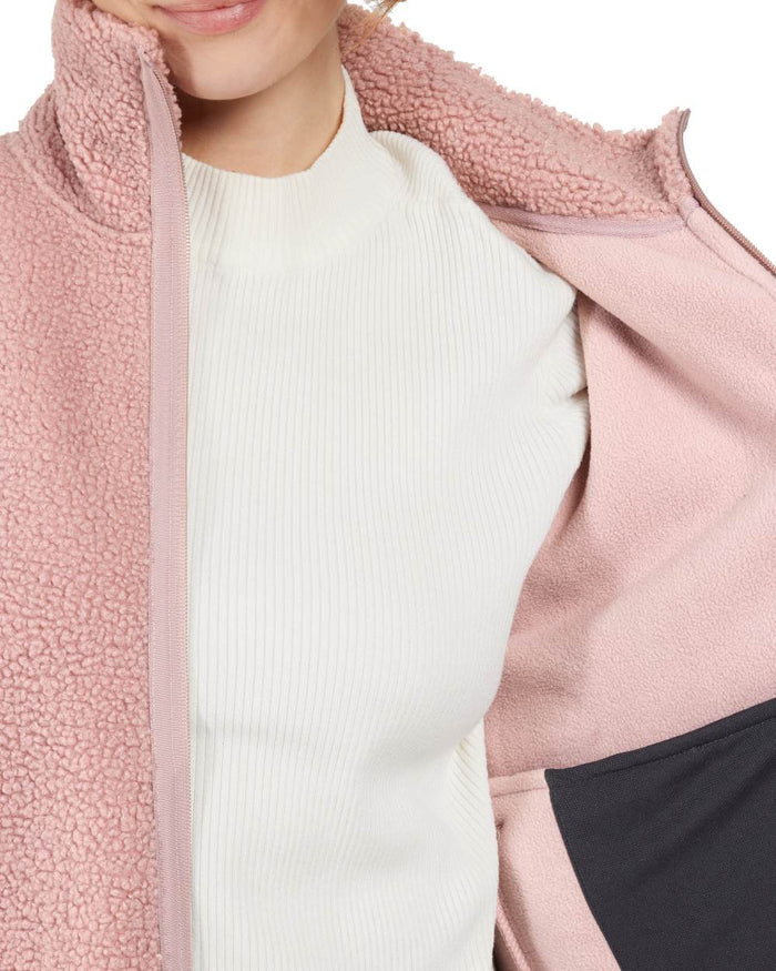 Oyster Lilac Coloured Didriksons Womens Mella Full Zip Jacket On A White Background #colour_oyster-lilac