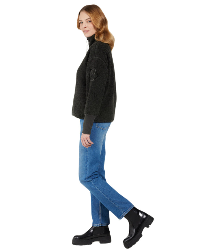 Black Coloured Didriksons Womens Mella Full Zip Jacket On A White Background #colour_black