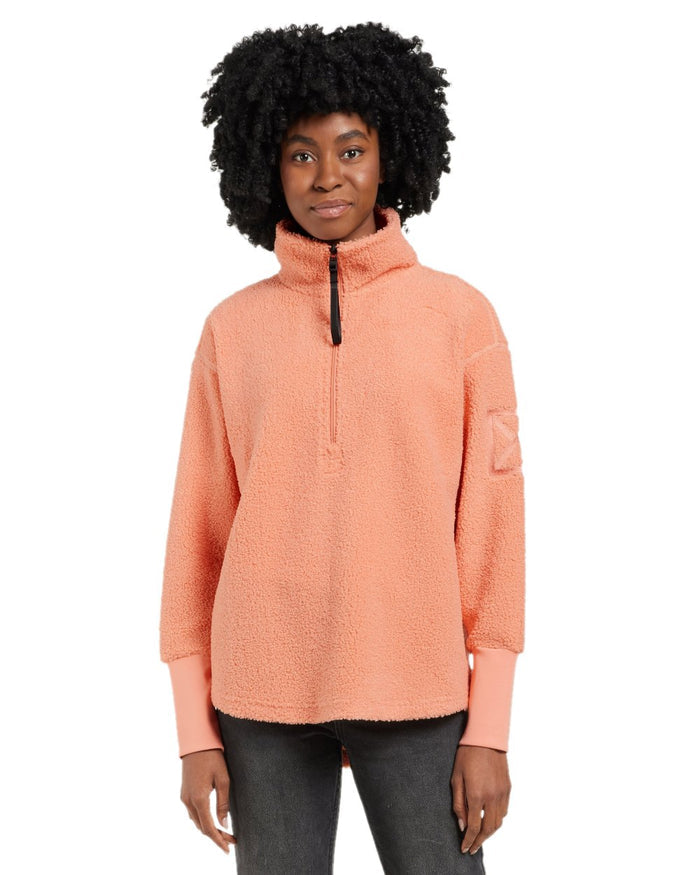 Clay Pink coloured Didriksons Womens Monia Half Zip Sweater on white background #colour_clay-pink