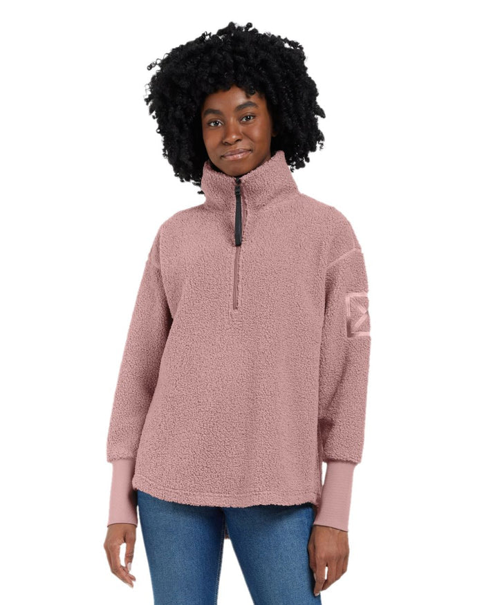 Faded Wine coloured Didriksons Womens Monia Half Zip Sweater on white background #colour_faded-wine