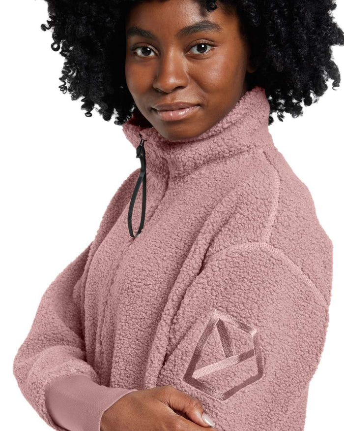 Faded Wine coloured Didriksons Womens Monia Half Zip Sweater on white background #colour_faded-wine