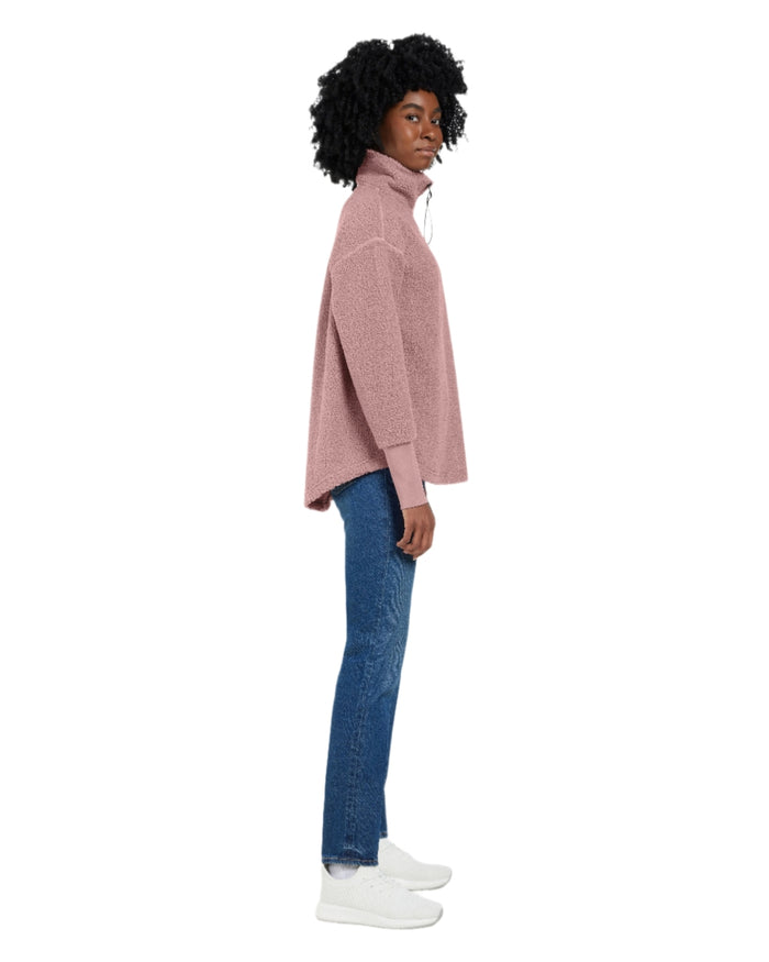 Faded Wine coloured Didriksons Womens Monia Half Zip Sweater on white background #colour_faded-wine