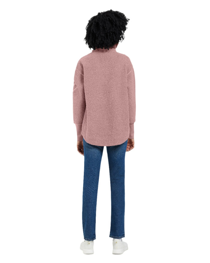 Faded Wine coloured Didriksons Womens Monia Half Zip Sweater on white background #colour_faded-wine
