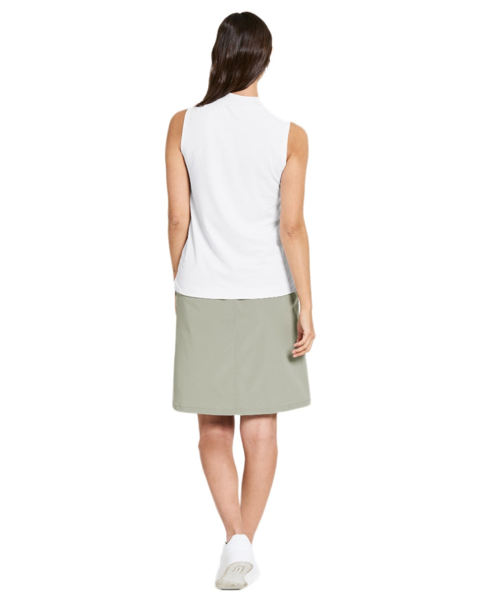 Snow White coloured Didriksons Womens Nikki Sleeveless Polo T-Shirt on white background #colour_snow-white