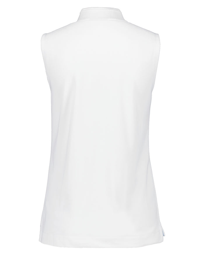 Snow White coloured Didriksons Womens Nikki Sleeveless Polo T-Shirt on white background #colour_snow-white