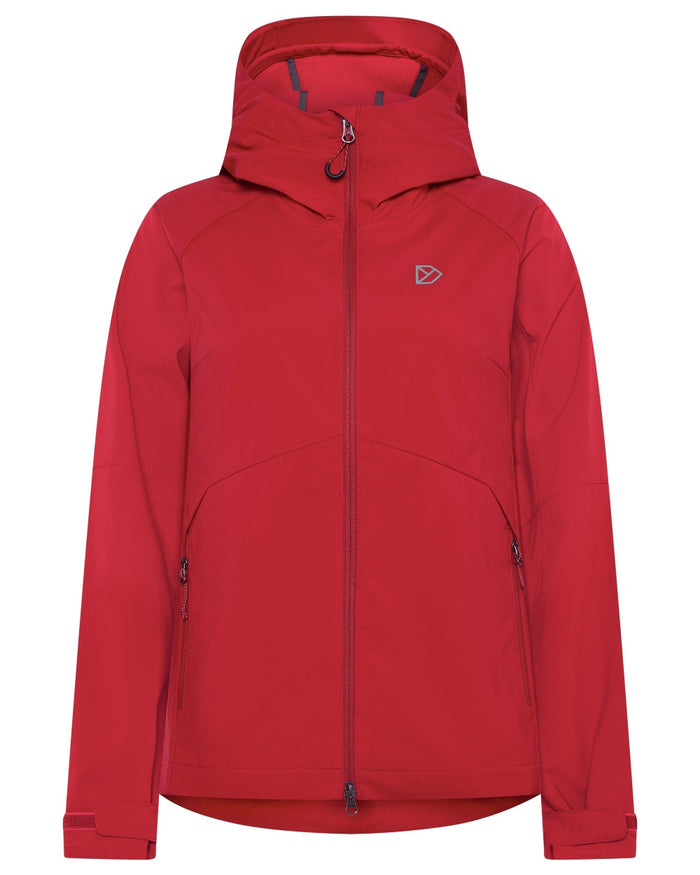 Spring Red coloured Didriksons Womens Petra Jacket on white background #colour_spring-red