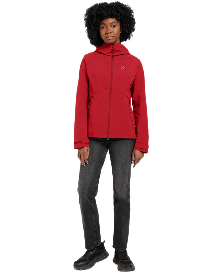 Spring Red coloured Didriksons Womens Petra Jacket on white background #colour_spring-red