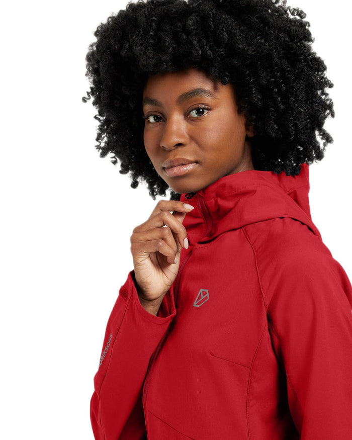 Spring Red coloured Didriksons Womens Petra Jacket on white background #colour_spring-red