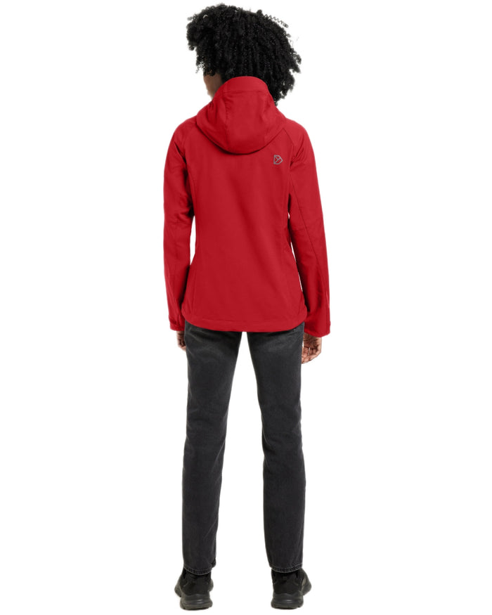 Spring Red coloured Didriksons Womens Petra Jacket on white background #colour_spring-red