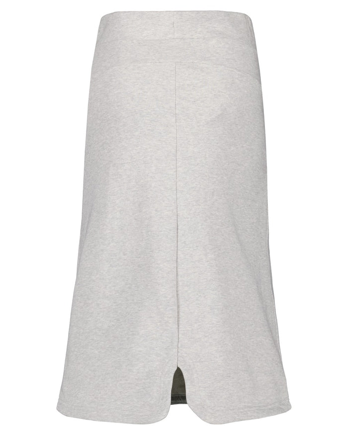 Aluminum Melange coloured Didriksons Womens Reso Skirt on white background #colour_aluminum-melange