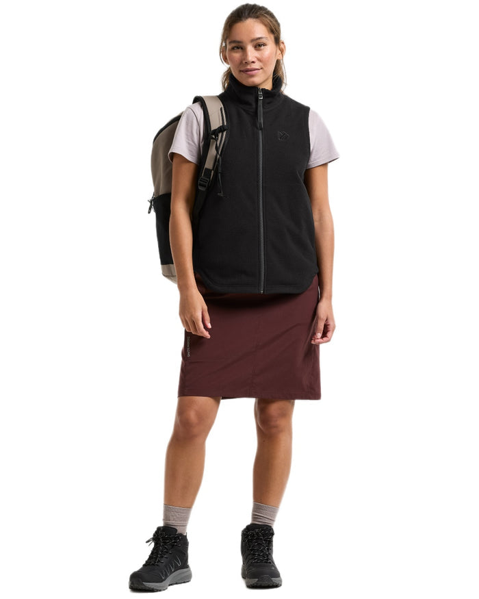Black coloured Didriksons Womens Rim Windproof Vest on white background #colour_black