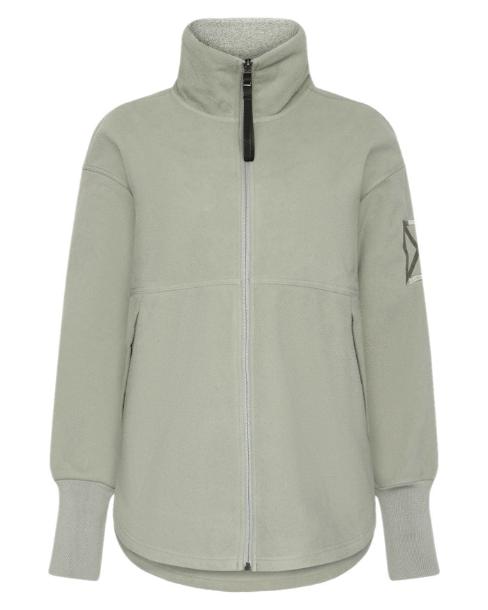 Wilted Leaf coloured Didriksons Womens Ronja Full Zip Sweater on white background #colour_wilted-leaf
