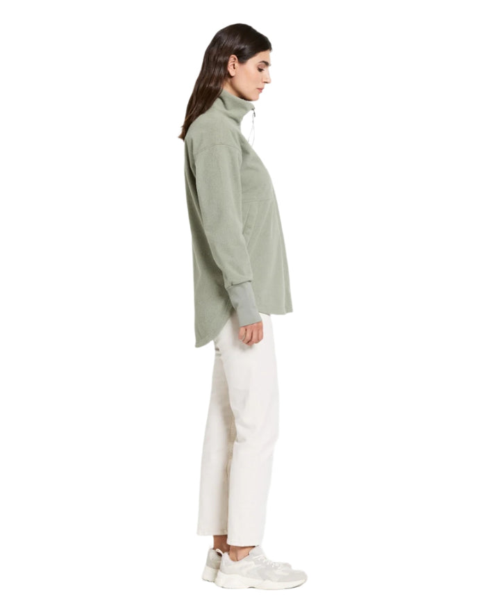 Wilted Leaf coloured Didriksons Womens Ronja Full Zip Sweater on white background #colour_wilted-leaf