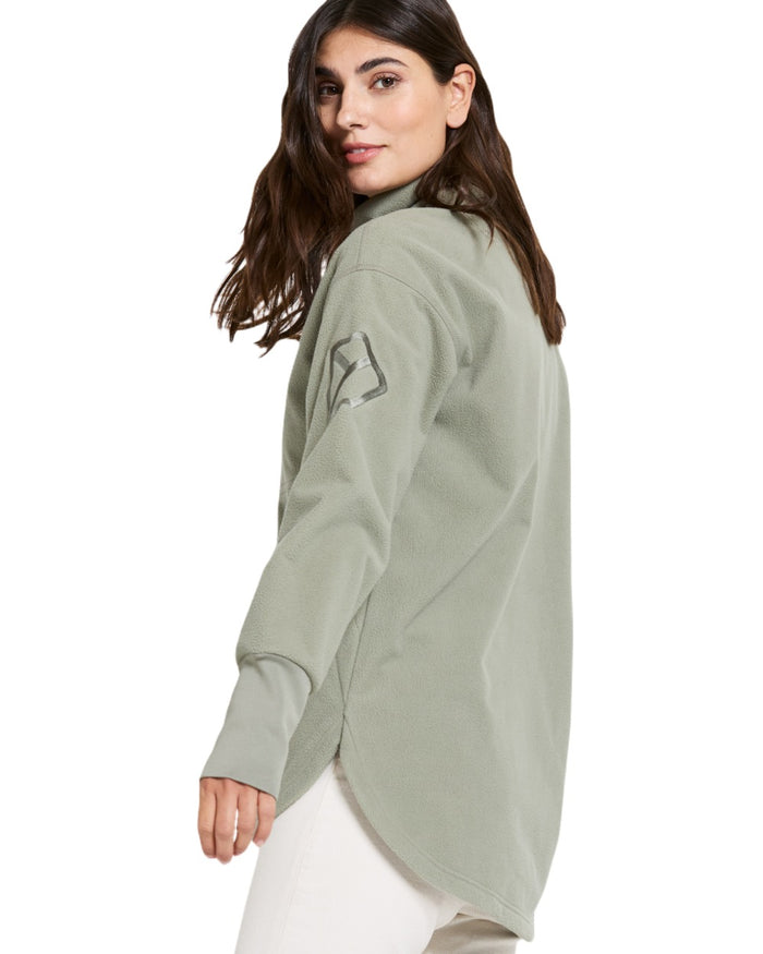 Wilted Leaf coloured Didriksons Womens Ronja Full Zip Sweater on white background #colour_wilted-leaf