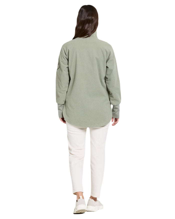 Wilted Leaf coloured Didriksons Womens Ronja Full Zip Sweater on white background #colour_wilted-leaf