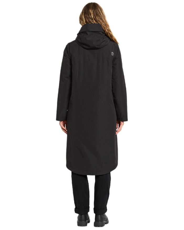 Black Coloured Didriksons Womens Selina Parka on white background #colour_black
