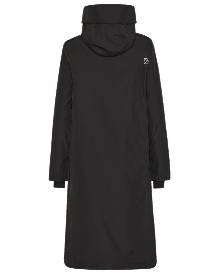 Black Coloured Didriksons Womens Selina Parka on white background #colour_black