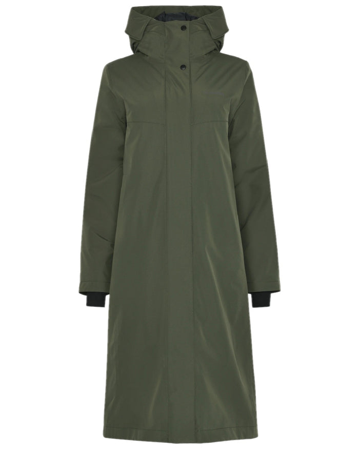 Deep Green Coloured Didriksons Womens Selina Parka on white background #colour_deep-green