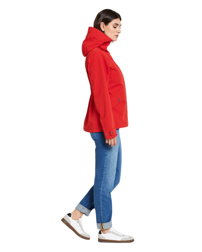 Pomme Red coloured Didriksons Womens Silja Jacket on white background #colour_pomme-red