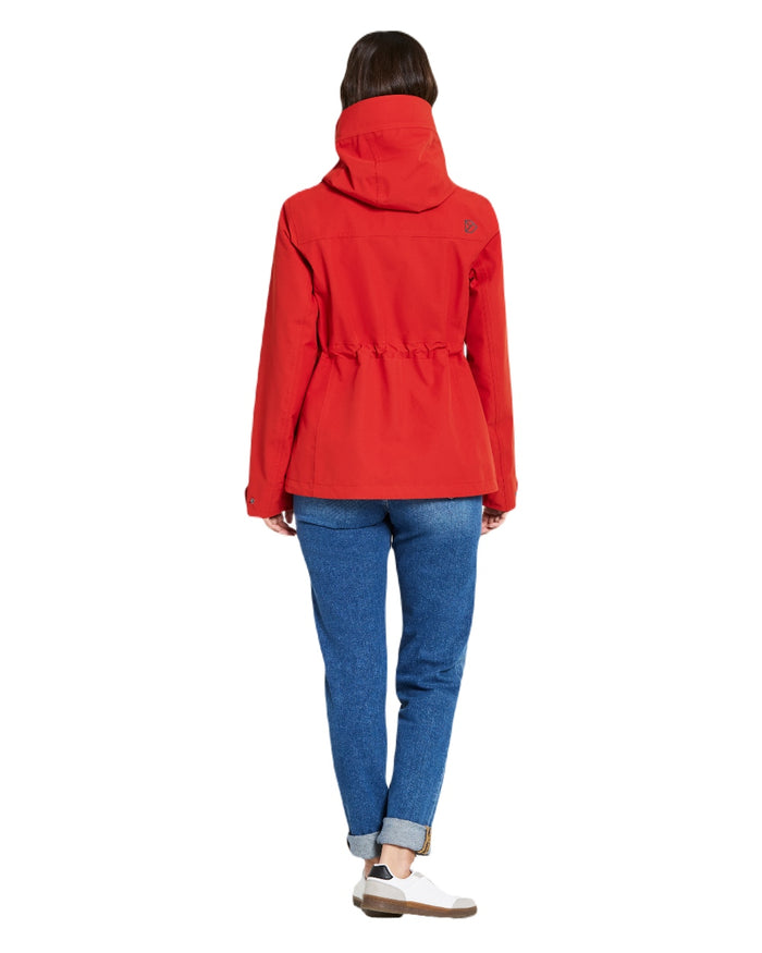 Pomme Red coloured Didriksons Womens Silja Jacket on white background #colour_pomme-red